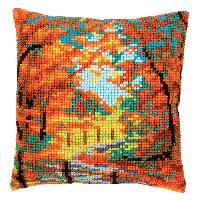 Paysage d Automne, kit coussin canevas Vervaco