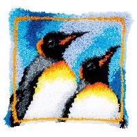 Deux Pingouins, kit coussin au point nou Vervaco