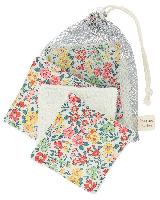 Kit de 6 lingettes lavable  coudre  en Liberty + sac filet, collection COM 1 IDEE