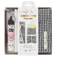 Kit de toilette < NOMADE > en tissu Vichy Noir, collection COM 1 IDEE