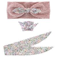 Headband en velours vieux rose + ruban Liberty, kit couture Com 1 Ide