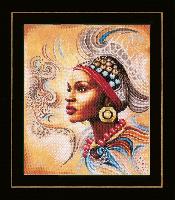 Femme Africaine, kit broderie sur toile tamine Lanarte