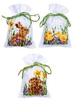 Lapins avec Poussins, lot de 3 kit sachets senteurs  broder Vervaco