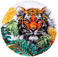 Tigre aux Feuilles, kit tapis point noué Vervaco