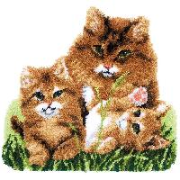 Famille de Chats, kit tapis au point nou Vervaco