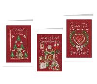 Joyeux Nol, lot de 3 cartes  broder Marie Coeur