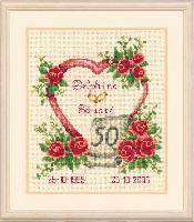 50 ans de Mariage, kit de broderie au point compt Vervaco