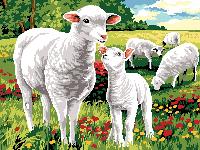 Mouton au Champ, kit canevas Margot, 40 X 50 cm