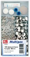 Boutons  recouvrir avec outil, 19 mm, laiton argent, 100 pices