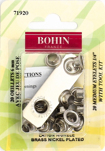 Oeillets De Couture : Oeillets Sans Rondelles Bohin,Oeillets Argentés 6 Mm  Avec Jeu De Pose Bohin