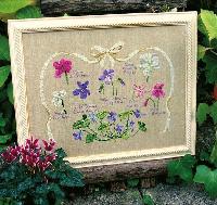 Planche Botanique de Violettes, kit  broder sur Lin