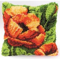 Une fleur orange, kit coussin point nou Vervaco