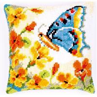 Fleurs & Papillon, kit coussin canevas