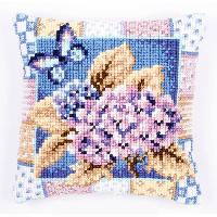 Fleurs & Papillon, kit coussin canevas