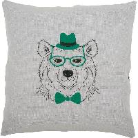 Ours aux Lunettes Vertes, kit coussin  broder