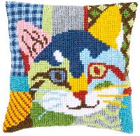 Chat Calico, kit coussin canevas Vervaco
