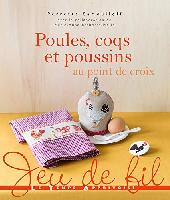 Poules coqs et poussins au pt de croix, Livre.