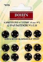 Pressions  coudre en laiton noires Bohin, 9 - 10 et 11.5 mm