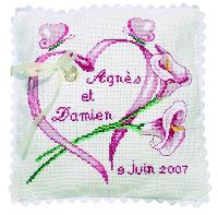 Agns & Damien, kit coussin mariage  broder Princesse