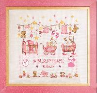 Tableau naissance berceaux, kit broderie point de croix , Princesse