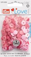 Mini Boutons Pressions Prym Love plastique 9 mm, coloris Rose Clair et Fonc