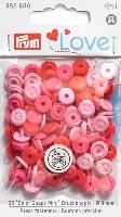 Mini Boutons Pressions Prym Love plastique 9 mm, coloris Rouge et Rose 