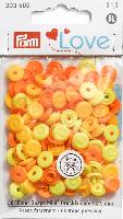 Mini Boutons Pressions Prym Love plastique 9 mm, coloris Orange et Jaune