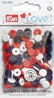 Mini Boutons Pressions Prym Love plastique 9 mm, coloris Rouge - Blanc - Violet