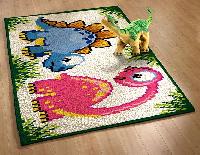 Dinosaures, tapis Smyrnalaine 50 X 100 cm, sans la Laine