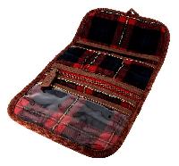 Trousse < Scarlett >, tartan rouge et marron Bohin