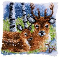 Cerf dans la Neige, kit coussin au point nou Vervaco