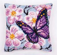 Fleurs & Papillon, kit coussin canevas Vervaco Verachtert