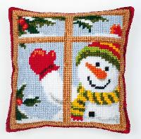 Bonhomme de Neige, kit coussin canevas Vervaco